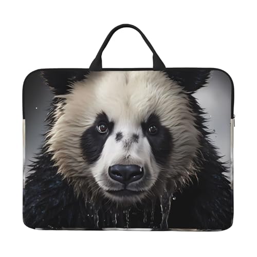 Panda In The Water 14 Zoll Laptoptasche mit stoßfestem Futter und tragbarem Design, geeignet für den geschäftlichen und täglichen Gebrauch. von IHVBRHHM