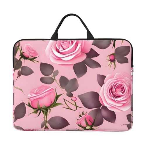Pretty Pink Roses Laptoptasche mit stoßfestem Futter und tragbarem Design, geeignet für Business und den täglichen Gebrauch. von IHVBRHHM