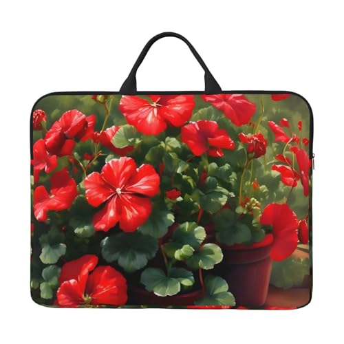 Red Geraniums Laptoptasche mit stoßfestem Futter und tragbarem Design, geeignet für Business und den täglichen Gebrauch. von IHVBRHHM