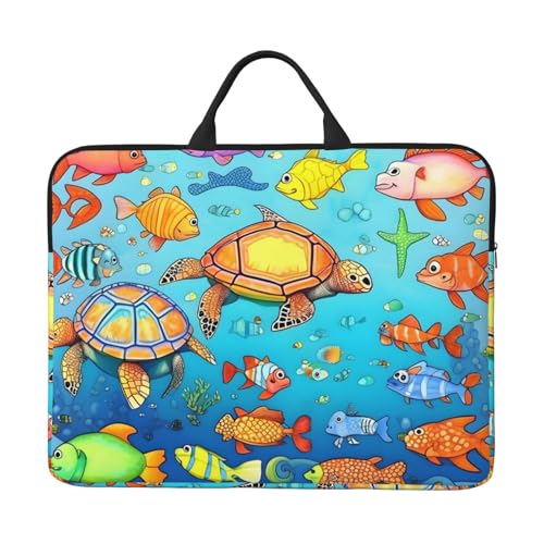 Turtle And Fish Laptoptasche mit stoßfestem Futter und tragbarem Design, geeignet für Business und den täglichen Gebrauch. von IHVBRHHM