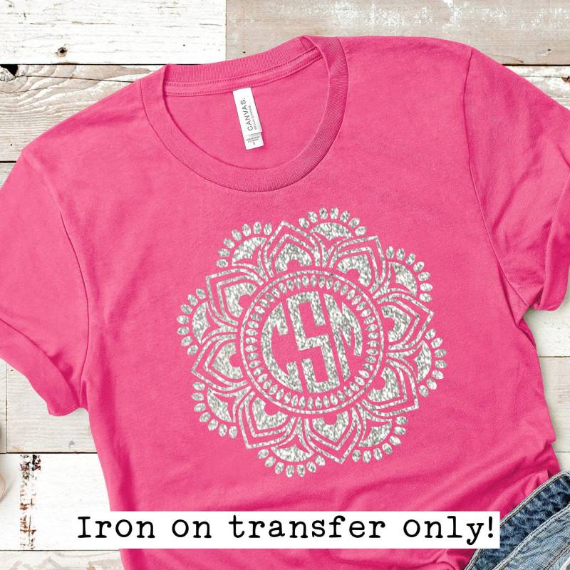 Glitter Mandala Monogramm Zum Aufbügeln, Transferfolie, Buchstaben Vinyl, Heat Transfer von IHeartHoundstooth
