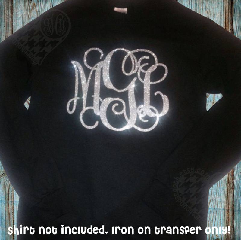 Glitzer-Monogramm Zum Aufbügeln, Monogramm-Eisen Auf Transfer, Aufbügeln Buchstaben, Glitzer-Vinyl, Heat Transfer Monogramm von IHeartHoundstooth