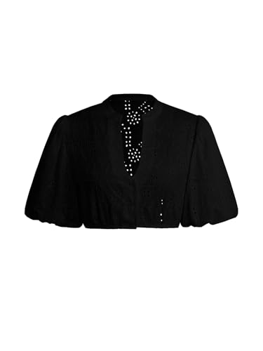 IIBOOYYE Damen Bayerisches Oktoberfest Tracht Traditionelles Dirndl Laternenärmel Bluse Stickerei Tops Schwarz M von IIBOOYYE