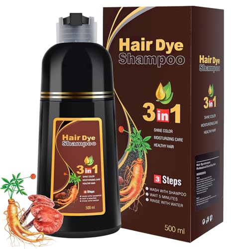Black Hair Shampoo, Haarfärbeshampoo 3 in 1, Natürliche Haarfarbe, Halbpermanente Haarfarbe, 100% Graue Haare Abdecken, Haarfärbemittel für Frauen und Männer, 500ML Haarfarbe Schwarz (Chestnutbrown) von IIIMEIDU
