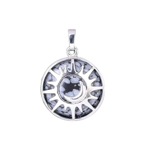 IIK Damen Halskette Edelstein Anhänger,Schneeflocke Obsidian Stein Halskette Splitter Hohl Mond Sonne Draht Gewickelt Anhänger Edelstein Anhänger Halsketten Frauen Schmuck Geschenk Für Frau Freundin IIK Damen Halskette Edelstein Anhänger,Schneeflocke Obsidian Stein Halskette Splitter Hohl Mond Sonne Draht Gewickelt Anhänger Edelstein Anhänger Halsketten Frauen Schmuck Geschenk Für Frau Freundin von IIK COLLECTION