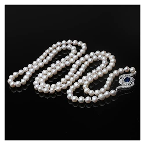 IINKUEYK Mode-Accessoires Neue exquisite lange Perlenkette for Frauen, Hochzeit Süßwasser natürliche Perlenkette Pullover Verlobungsgeschenk erfüllen (Color : 120, Size : 8-9mm) von IINKUEYK