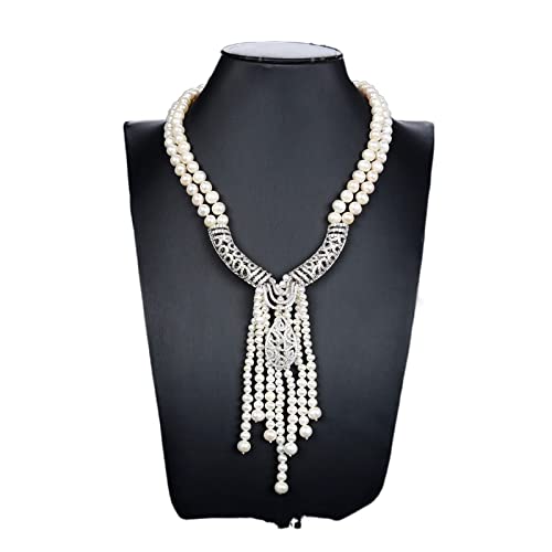 IINKUEYK Mode-Accessoires Schmuck 19-20 Zoll natürliche weiße Perlenkette Pave Perlenanhänger for Frauen erfüllen von IINKUEYK