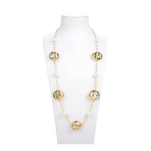 IINKUEYK Mode-Accessoires Schmucksachen 31inch 26MM weiße Keshi-Perlen-Gelb-Ketten-lange Halskette erfüllen von IINKUEYK