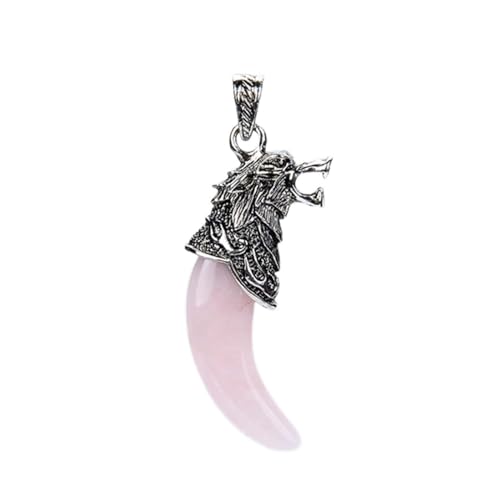 IINKUEYK Neue Naturstein Fluorit Kristall Lapis Stein Zähne GEM Anhänger for Frauen Mann Halsketten Geschenk Drachen Modeschmuck Home Sammlungen (Color : Pink Crystal) von IINKUEYK