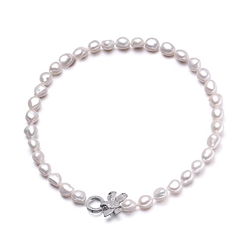 Mode-Accessoires Echte Süßwasserperlenkette for Frauen, 9–10 mm, barocker Hochzeitsschmuck, Mädchen, Geburtstag, bestes Geschenk, weiße natürliche Perlenketten ( Color : 40cm , Size : White pearl neck von IINKUEYK