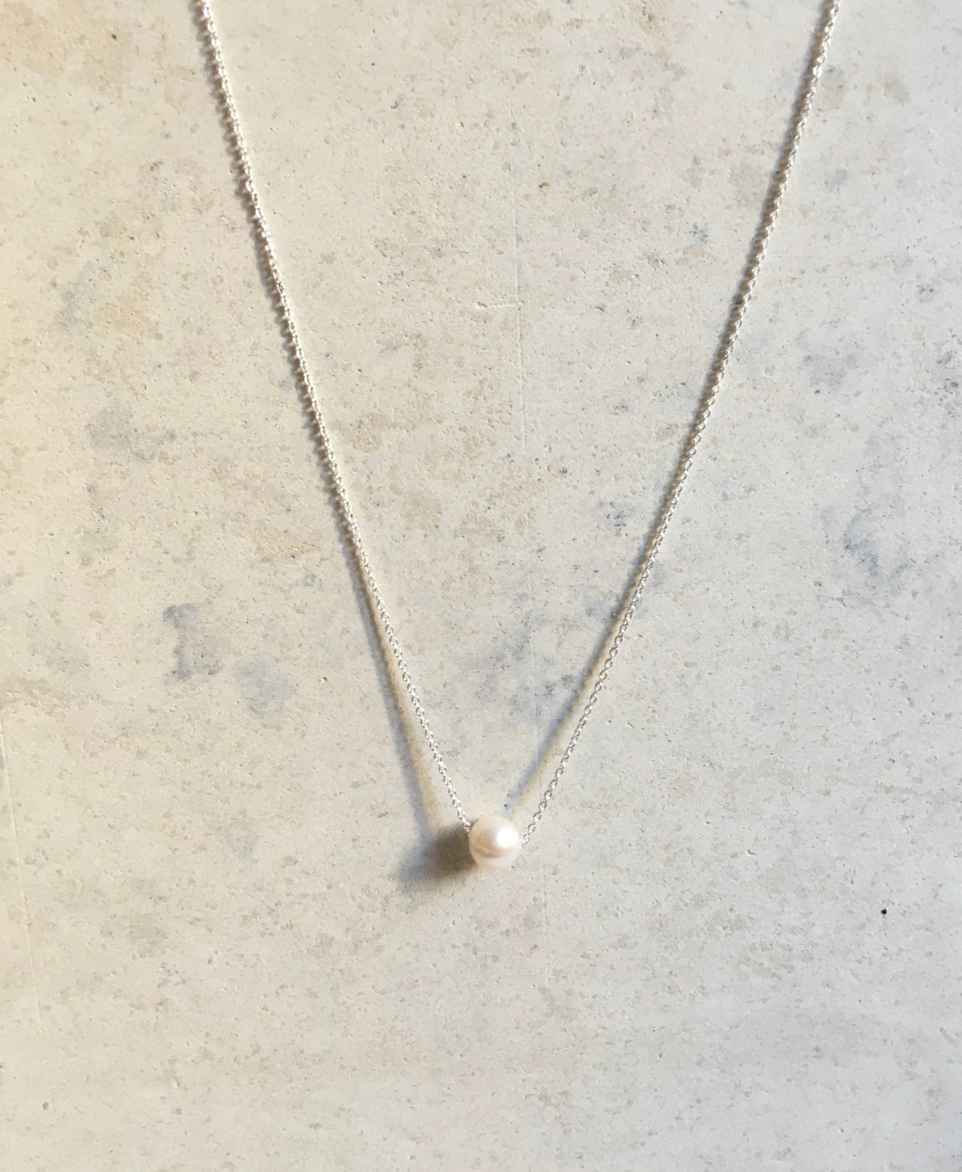 Perlenkette, Minimalist Sterling Silber Kette, Hochzeitsschmuck von IIOOjewelry