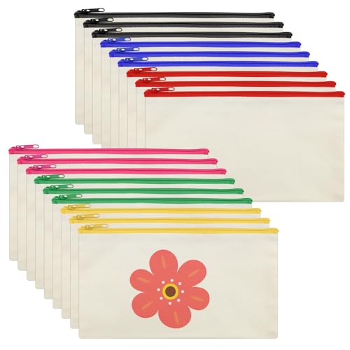 IIRC Stoffbeutel zum Bemalen 18STK DIY Blanko Stoff Federmäppchen 20.8 x 12 cm Federmäppchen zum Bemalen Stofftasche zum Bemalen für Arbeit Schule Reisen(Beige) von IIRC