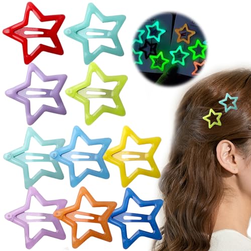 10 Stücke Leuchtende Stern Haarspangen,Haarspange Stern,Haarspangen Sterne,Star Hair Clips,Geeignet für Partys,Täglich,Haarschmuck für Frauen,Teenager und Mädchen,Geeignet für Verschiedene Festivals von IJHYGD