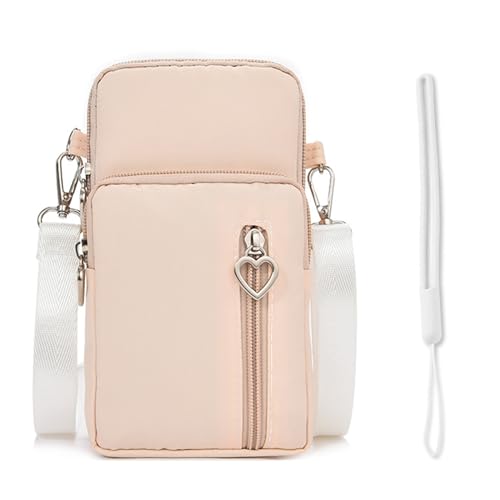 IJHYGD Handytasche zum Umhängen Handy Umhängetasche Handy Tasche Kleine Brieftasche Reisepasshülle mit Kopfhörereingang Verstellbarer und Abnehmbarer Schultergurt (Milchig mit Schlüsselband) von IJHYGD