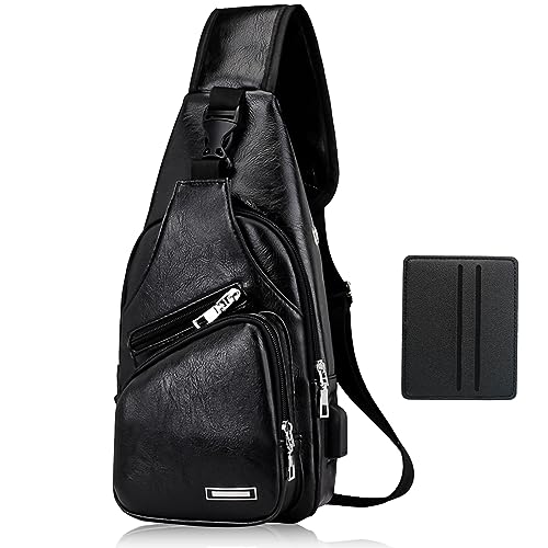 Schultertasche Herren Leder Brusttasche Sling Bag Herren Leder Brusttasche Herren Damen UmhäNgetaschen Herren HäNgetasche Bodybag Herren Men'S Shoulder Bags Herren Taschen Schulterrucksack Herren von IJHYGD