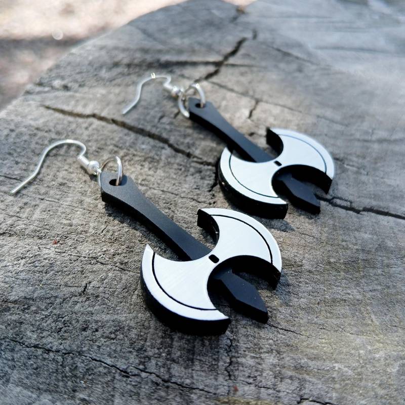 Doppelklinge Mittelalterliche Wikinger Streitaxt Ohrringe, Ren Faire Henker Kostüm Schmuck Doppelklinge Mittelalterliche Wikinger Streitaxt Ohrringe, Ren Faire Henker Kostüm Schmuck von IJSY