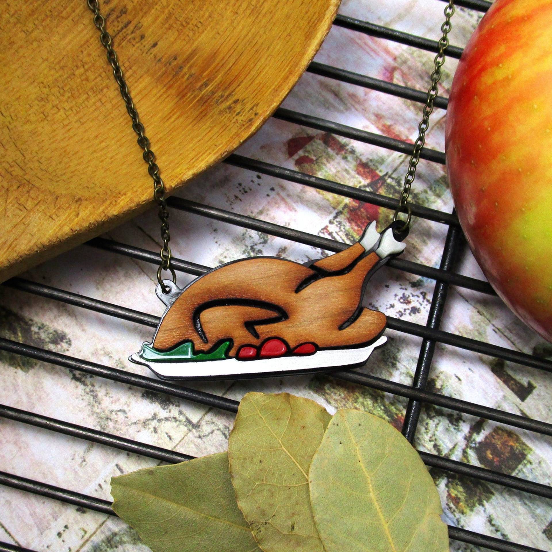 Hilarious Thanksgiving Truthahnbraten Abendessen Anhänger Halskette, Lustige Urlaub Gespräch Stück Essen Schmuck Hilarious Thanksgiving Truthahnbraten Abendessen Anhänger Halskette, Lustige Urlaub Gespräch Stück Essen Schmuck von IJSY