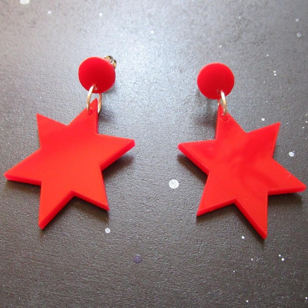 Sailor Scout Mars Cosplay Ohrringe, Rote 6-Punkte Stern Ohrstecker, Kostüm Schmuck Sailor Scout Mars Cosplay Ohrringe, Rote 6-Punkte Stern Ohrstecker, Kostüm Schmuck von IJSY