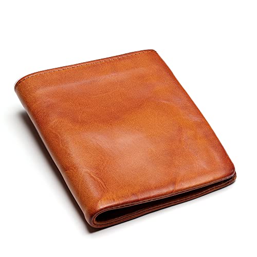 IJUN Herren Bifold Vintage Kleine Geldbörse, echtes Vollnarbenleder, Orange/Abendrot im Zickzackmuster (Sunset Chevron), Casual von IJUN