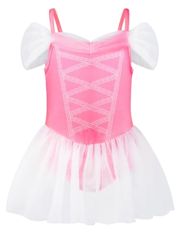 IKALI Mädchen Prinzessin Badeanzug, einteiliger Bademode Dornröschen Badebekleidung für Kinder Kleinkind Rosa Badeanzüge Schwimmen 7 Jahre von IKALI