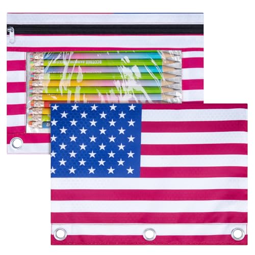 IKAYAS Federmäppchen für 3-Ringbinder, Bulk-Bindemappe, Bleistifttasche mit Reißverschluss, Bleistiftbeutel (Stil B, 2) von IKAYAS