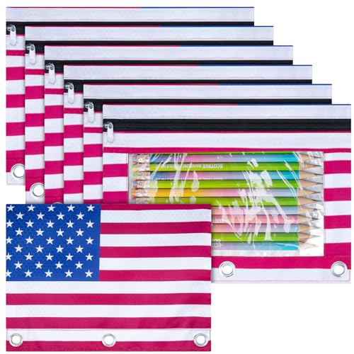 IKAYAS Federmäppchen für 3-Ringbinder, Bulk-Bindemappe, Bleistifttasche mit Reißverschluss, Bleistiftbeutel (Stil B, 6) von IKAYAS