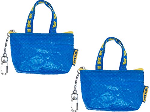 IKEA GLOBAL Münzgeldbörse Knolig Tasche klein blau mit einer Reißverschlusstasche (2 Set), Blau von IKEA GLOBAL