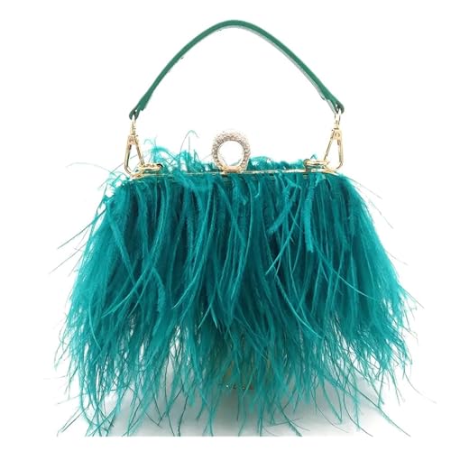 IKFGTJRE Feder Handtasche Abendtasche Damen Straußenfeder Clutch Handtasche Flauschig for Hochzeitstag Party(Blue) von IKFGTJRE