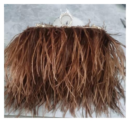 IKFGTJRE Feder Handtasche Abendtasche Damen Straußenfeder Clutch Handtasche Flauschig for Hochzeitstag Party(Coffee) von IKFGTJRE
