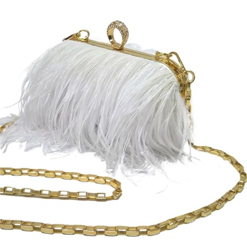 IKFGTJRE Feder Handtasche Handtasche Geldbörse Straußenfeder Diamant Ring Kette Pelzigen Damen Clutch Tasche Abend Pelz Taschen(Color-04) von IKFGTJRE