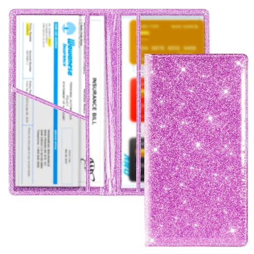 IKFGTJRE Kreditkartenetui Halter for Kfz-Zulassungs- und Versicherungskarten, Organizer for Fahrzeugscheindokumente und Handschuhfach(Purple) von IKFGTJRE