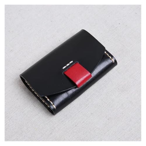 IKFGTJRE Kreditkartenetui Handgenähter Kreditkartenhalter aus gegerbtem Leder for Herren und Damen, Retro-Ausweis-Geldbörse, Carte Porte-Geldbörse for Kreditkarten(Black) von IKFGTJRE