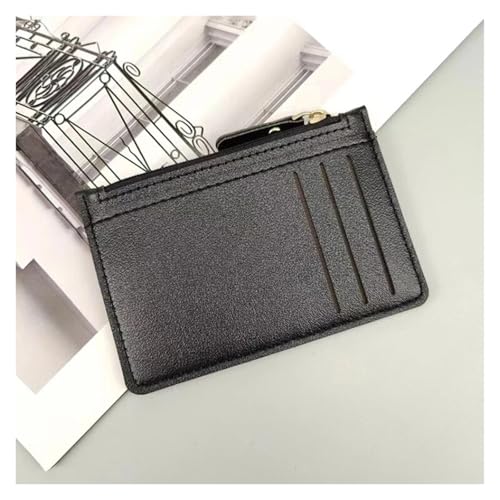 IKFGTJRE Kreditkartenetui Kartenetui mit Reißverschluss, Kunst-PVC-Leder, mehrere Steckplätze, freiliegender Münz-Organizer, Kartenetui for Männer und Frauen(Black) von IKFGTJRE