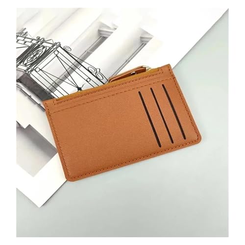 IKFGTJRE Kreditkartenetui Kartenetui mit Reißverschluss, Kunst-PVC-Leder, mehrere Steckplätze, freiliegender Münz-Organizer, Kartenetui for Männer und Frauen(Light Coffee) von IKFGTJRE