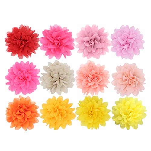 Haarspangen, 12 Stück, zufällige Farben, Kinder-Haarschmuck, Chiffon-Blumen-Clip, kleines Mädchen, Bühnenauftritt von IKFIVQD