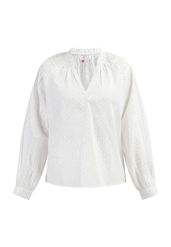 IKITA Damen Langarm Bluse 21327404-IK01, WOLLWEISS MIT Silber Streifen UND Punkten, S von IKITA
