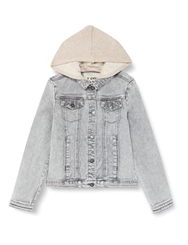 IKKS JUNIOR Jungen Veste en Jean Gris, Fleurs et Broderie À Message au DOS, Capuche Amovible Xu40032.94 Jeansjacke, mit Kapuze, Hellgrau, 3 Jahre von IKKS