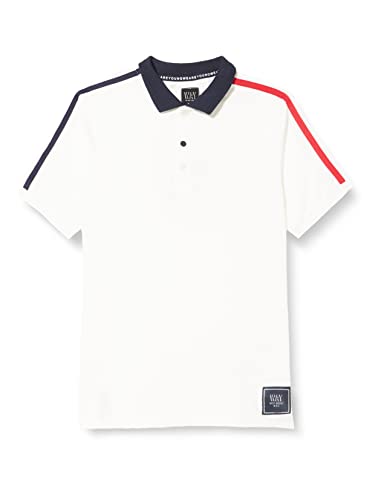 IKKS Jungen Polo Blanc À Manches Courtes Col Bleu et Inscription au DOS Xu11016.19 Polohemd, gebrochenes weiß, 12 Jahre von IKKS