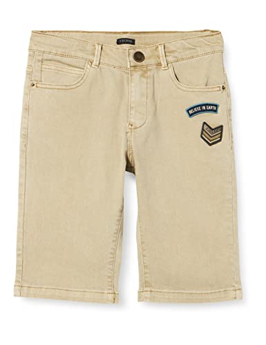 IKKS Jungen Short en Denim Beige Avec Patchs Xu25143.61 Bermudas, Mittelbeige, 98 von IKKS