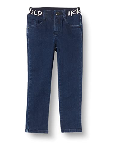 IKKS JUNIOR Baby-Jungen Pantalon Denim bleu foncé Taille élastiquée à Message XU29041.87 Jeans, Blue Vintage, 3 Mois von IKKS