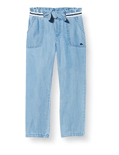 IKKS JUNIOR Baby-Mädchen Pantalon fluide Style Denim bleu nœud et Dentelle XU29000.85 Jeans, Stone Blue, 3 Mois von IKKS