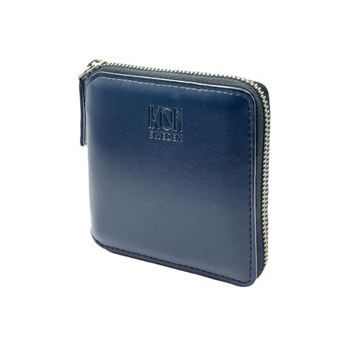 IKON SWEDEN Damen Zip Around Wallet, Vegan Apple Leder Wallet für Karten, Bargeld, Schlüssel mit Münztasche, Coastal Blue, 10 x 10 x 2 cm, Vegan Apple Leather Small Zip Wallet von IKON SWEDEN