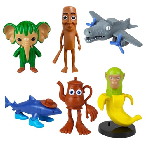 6 Stück Generisch Tung Tung Tung Tung Sahur Figur | Italian Brainrot Figures, 3D Printed Tralalero Tralala Figur, BRR BRR Patapim, Lirili Larila Tiermodell Sammlerstück von IKOPFLN