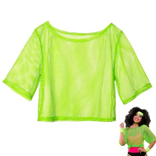 IKOPFLN 1 Stück Netzoberteil für Damen, Netz Oberteil damen, Kurzarm Netzshirt, T-Shirt für Festival, Karneval, Fluoreszierendes Grün, XL IKOPFLN 1 Stück Netzoberteil für Damen, Netz Oberteil damen, Kurzarm Netzshirt, T-Shirt für Festival, Karneval, Fluoreszierendes Grün, XL von IKOPFLN