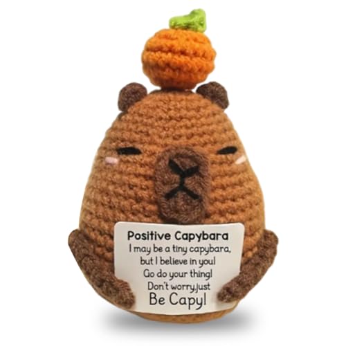 IKOPFLN 1 Stück Positive Geschenke Kapibala Kuscheltier,Gehäkeltes Emotional Support Geschenk,Pocket Hug für Beste Freundin,Cute Stuff Kleine Unterstützungstier Gehäkeltes für Kapibala-Liebhaber von IKOPFLN