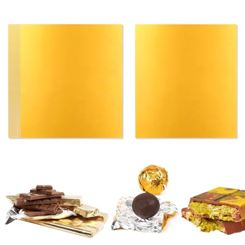 IKOPFLN 100 Stück 19 x 16cmfolie Papier Wrapper Goldene Aluminiumfolie Schokolade Verpackungen Bonbonpapier Aus Folie Quadratisch Goldfolie Bonbonpapier Für Aufbewahrung Von Handgefertigte von IKOPFLN