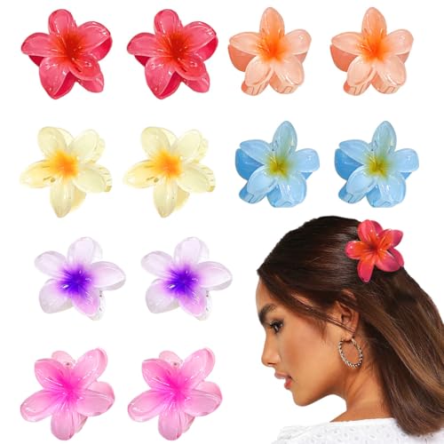 IKOPFLN 12 Stück Blumen Haarklammer, 4cm Niedliche Acryl Haarspangen, kleine Haarklammern, rutschfeste Haar Jaw Clips für Frauen Mädchen mittleres und dünnes Haarstyling Zubehör(sechs Farben) von IKOPFLN