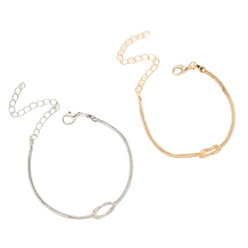 IKOPFLN 2 Stück 14K Knot Armband Gold,Silber,Partnerarmbänder,Paar Armbänder,Paare Geschenke,Passende Pärchen Armband Für Paaren Freundschaft Beziehung Passend Armreifen von IKOPFLN