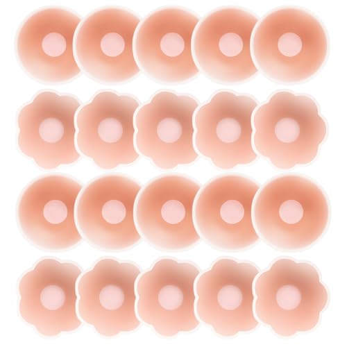 IKOPFLN 20 Stück Brustwarzenabdeckung aus Silikon,unsichtbare Nippelschutz, Einweg Nipple Cover Breast Petals Sticker, Brustwarzenabdeckung Damen, atmungsaktiv, Brustwarzenabdeckung von IKOPFLN