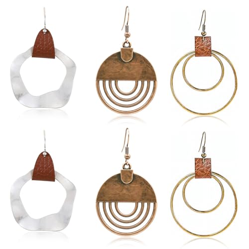 IKOPFLN 3 Paar Boho Stil Lange Baumeln Ohrringe Vintage Baumeln Ohrringe Ohrringe Hängend Ohrringe Set für Damen Mädchen - Stil A von IKOPFLN